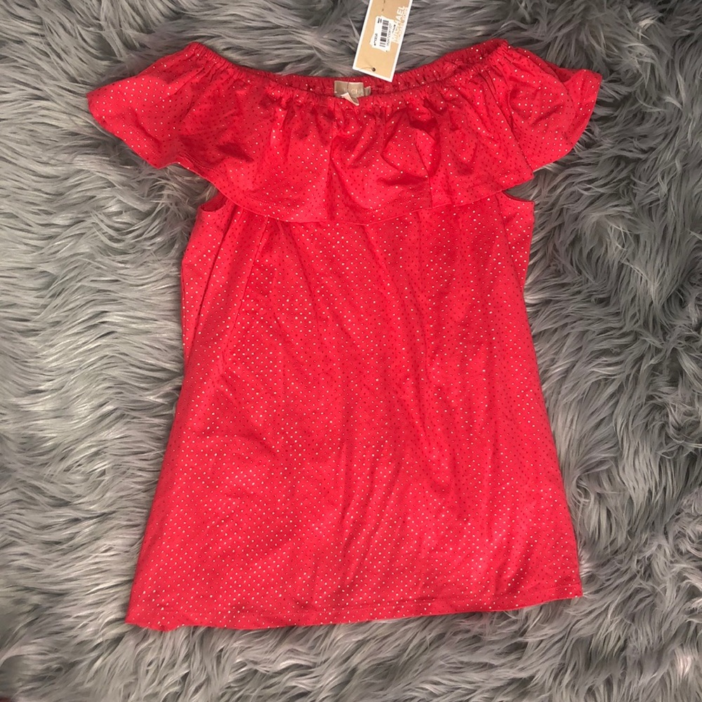 Michael Kors Ruffle Off The Shoulder Top